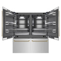 ZLINE Autograph Edition 72 in. 39.6 cu. ft. French Door Built-In Bottom Freezer Refrigerator with Water Dispensers and Ice Makers in Stainless Steel with Graphite Gray Interior and Champagne Bronze Helix Handles (GRBITZ-30472KCB)