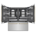 ZLINE Autograph Edition 72 in. 39.6 cu. ft. French Door Built-In Bottom Freezer Refrigerator with Water Dispensers and Ice Makers in Stainless Steel with Graphite Gray Interior and Polished Gold Helix Handles (GRBITZ-30472KG)