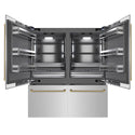 ZLINE Autograph Edition 72 in. 39.6 cu. ft. French Door Built-In Bottom Freezer Refrigerator with Water Dispensers and Ice Makers in Stainless Steel with Graphite Gray Interior and Polished Gold Helix Handles (GRBITZ-30472KG)