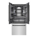 ZLINE Autograph Edition 36 in. 19.6 cu. ft. French Door Built-In Bottom Freezer Refrigerator with Water Dispenser and Ice Maker in Stainless Steel with Graphite Gray Interior and Matte Black Accents (GRBIVZ-304-36MB)