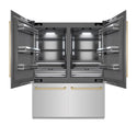 ZLINE Autograph Edition 60 in. 32.2 cu. ft. French Door Built-In Bottom Freezer Refrigerator with Water Dispenser and Ice Maker in Stainless Steel with Graphite Gray Interior and Champagne Bronze Accents (GRBIVZ-304-60CB)