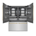 ZLINE Autograph Edition 60 in. 32.2 cu. ft. French Door Built-In Bottom Freezer Refrigerator with Water Dispenser and Ice Maker in Stainless Steel with Graphite Gray Interior and Polished Gold Accents (GRBIVZ-304-60G)