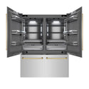 ZLINE Autograph Edition 60 in. 32.2 cu. ft. French Door Built-In Bottom Freezer Refrigerator with Water Dispenser and Ice Maker in Stainless Steel with Graphite Gray Interior and Polished Gold Accents (GRBIVZ-304-60G)
