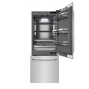 ZLINE Autograph Edition 30 in. 16.1 cu. ft. Built-In Bottom Freezer Refrigerator with Water Dispenser and Ice Maker in Stainless Steel with Graphite Gray Interior and Polished Nickel Helix Handles (GRBIVZ-30430KPN)