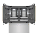 ZLINE Autograph Edition 60 in. 32.2 cu. ft. French Door Built-In Bottom Freezer Refrigerator with Water Dispenser and Ice Maker in Stainless Steel with Graphite Gray Interior and Champagne Bronze Helix Handles (GRBIVZ-30460KCB)