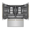 ZLINE Autograph Edition 60 in. 32.2 cu. ft. French Door Built-In Bottom Freezer Refrigerator with Water Dispenser and Ice Maker in Stainless Steel with Graphite Gray Interior and Polished Gold Helix Handles (GRBIVZ-30460KG)