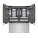 ZLINE Autograph Edition 60 in. 32.2 cu. ft. French Door Built-In Bottom Freezer Refrigerator with Water Dispenser and Ice Maker in Stainless Steel with Graphite Gray Interior and Polished Gold Helix Handles (GRBIVZ-30460KG)