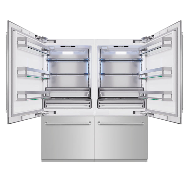 ZLINE 72 in. 39.6 cu. ft. French Door Built-In Bottom Freezer Refrigerator with Water Dispensers and Ice Makers in Stainless Steel (RBIT-304-72)