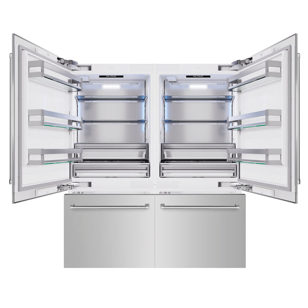 ZLINE 72 in. 39.6 cu. ft. French Door Built-In Bottom Freezer Refrigerator with Water Dispensers and Ice Makers in Stainless Steel (RBIT-304-72)