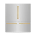 ZLINE Autograph Edition 72 in. 39.6 cu. ft. French Door Built-In Bottom Freezer Refrigerator with Water Dispensers and Ice Makers in Stainless Steel with Champagne Bronze Accents (RBITZ-304-72CB)