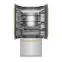 ZLINE Autograph Edition 36 in. 19.6 cu. ft. French Door Built-In Bottom Freezer Refrigerator with Water Dispenser and Ice Maker in Stainless Steel with Stainless Steel Interior and Champagne Bronze Accents (SRBIVZ-304-36CB)