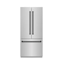 ZLINE Autograph Edition 36 in. 19.6 cu. ft. French Door Built-In Bottom Freezer Refrigerator with Water Dispenser and Ice Maker in Stainless Steel with Stainless Steel Interior and Matte Black Accents (SRBIVZ-304-36MB)