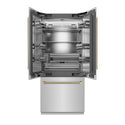ZLINE Autograph Edition 36 in. 19.6 cu. ft. French Door Built-In Bottom Freezer Refrigerator with Water Dispenser and Ice Maker in Stainless Steel with Stainless Steel Interior and Champagne Bronze Helix Handles (SRBIVZ-30436KCB)