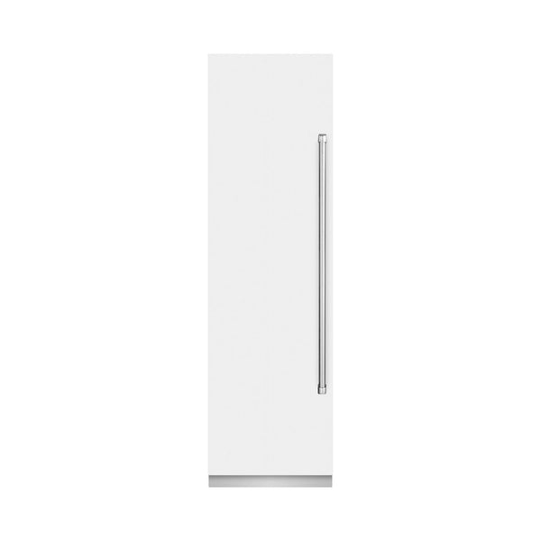 ZLINE 24 in. 12.4 cu. ft. Column Freezer in White Matte with Graphite Gray Interior (RCFV-WM-24) front, closed.
