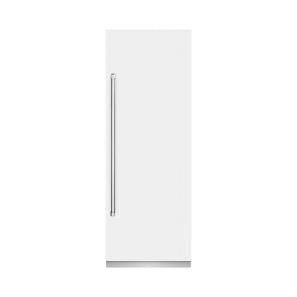 ZLINE 30 in. 16.7 cu. ft. Column Refrigerator in White Matte with Graphite Gray Interior (RCRV-WM-30) front, closed.