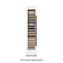 ZLINE Autograph Edition 18 in. 9.0 cu. ft. Triple Zone 68 Bottle Left Hinge Column Wine Cooler in White Matte with Matte Black Accents (RCWVLZ-WM-18-MB) front, closed.
