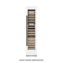 ZLINE Autograph Edition 18 in. 9.0 cu. ft. Triple Zone 68 Bottle Right Hinge Column Wine Cooler in White Matte with Matte Black Accents (RCWVRZ-WM-18-MB) front, closed.