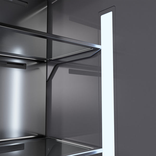ZLINE Autograph Edition 72 in. 39.6 cu. ft. French Door Built-In Bottom Freezer Refrigerator with Water Dispensers and Ice Makers in White Matte with Graphite Gray Interior and Matte Black Accents (GRBITZ-WM-72-MB)