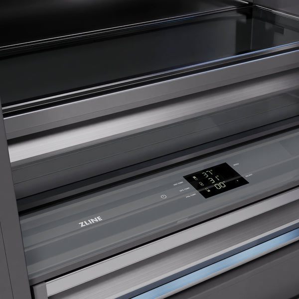 ZLINE Autograph Edition 72 in. 39.6 cu. ft. French Door Built-In Bottom Freezer Refrigerator with Water Dispensers and Ice Makers in White Matte with Graphite Gray Interior and Matte Black Accents (GRBITZ-WM-72-MB)