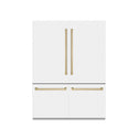 ZLINE Autograph Edition 60 in. 32.2 cu. ft. French Door Built-In Bottom Freezer Refrigerator with Water Dispenser and Ice Maker in White Matte with Graphite Gray Interior and Champagne Bronze Accents (GRBIVZ-WM-60-CB)