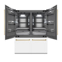 ZLINE Autograph Edition 60 in. 32.2 cu. ft. French Door Built-In Bottom Freezer Refrigerator with Water Dispenser and Ice Maker in White Matte with Graphite Gray Interior and Champagne Bronze Accents (GRBIVZ-WM-60-CB)