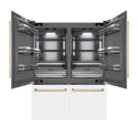 ZLINE Autograph Edition 60 in. 32.2 cu. ft. French Door Built-In Bottom Freezer Refrigerator with Water Dispenser and Ice Maker in White Matte with Graphite Gray Interior and Champagne Bronze Accents (GRBIVZ-WM-60-CB)