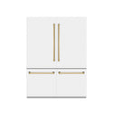 ZLINE Autograph Edition 60 in. 32.2 cu. ft. French Door Built-In Bottom Freezer Refrigerator with Water Dispenser and Ice Maker in White Matte with Graphite Gray Interior and Polished Gold Accents (GRBIVZ-WM-60-G)
