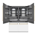 ZLINE Autograph Edition 60 in. 32.2 cu. ft. French Door Built-In Bottom Freezer Refrigerator with Water Dispenser and Ice Maker in White Matte with Graphite Gray Interior and Polished Gold Accents (GRBIVZ-WM-60-G)