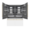 ZLINE Autograph Edition 60 in. 32.2 cu. ft. French Door Built-In Bottom Freezer Refrigerator with Water Dispenser and Ice Maker in White Matte with Graphite Gray Interior and Polished Gold Accents (GRBIVZ-WM-60-G)