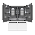 ZLINE Autograph Edition 60 in. 32.2 cu. ft. French Door Built-In Bottom Freezer Refrigerator with Water Dispenser and Ice Maker in White Matte with Graphite Gray Interior and Matte Black Accents (GRBIVZ-WM-60-MB)