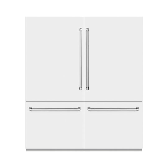 ZLINE 72 in. 39.6 cu. ft. French Door Built-In Bottom Freezer Refrigerator with Water Dispensers and Ice Makers in White Matte (RBIT-WM-72)