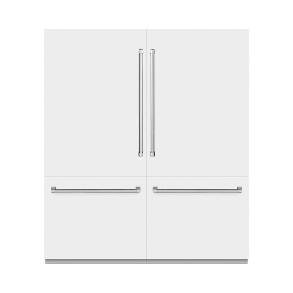 ZLINE 72 in. 39.6 cu. ft. French Door Built-In Bottom Freezer Refrigerator with Water Dispensers and Ice Makers in White Matte (RBIT-WM-72)