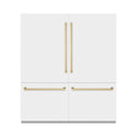 ZLINE Autograph Edition 72 in. 39.6 cu. ft. French Door Built-In Bottom Freezer Refrigerator with Water Dispensers and Ice Makers in White Matte and Champagne Bronze Accents (RBITZ-WM-72-CB)