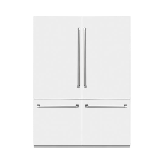 ZLINE 60 in. 32.2 cu. ft. French Door Built-In Bottom Freezer Refrigerator with Water Dispensers and Ice Makers in White Matte (RBIV-WM-60)
