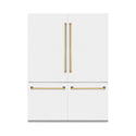 ZLINE Autograph Edition 60 in. 32.2 cu. ft. French Door Built-In Bottom Freezer Refrigerator with Water Dispenser and Ice Maker in White Matte with Polished Gold Accents (RBIVZ-WM-60-G)