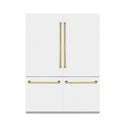ZLINE Autograph Edition 60 in. 32.2 cu. ft. French Door Built-In Bottom Freezer Refrigerator with Water Dispenser and Ice Maker in White Matte with Polished Gold Accents (RBIVZ-WM-60-G)
