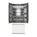 ZLINE Autograph Edition 36 in. 19.6 cu. ft. French Door Built-In Bottom Freezer Refrigerator with Water Dispenser and Ice Maker in White Matte with Stainless Steel Interior and Polished Gold Accents (SRBIVZ-WM-36-G)