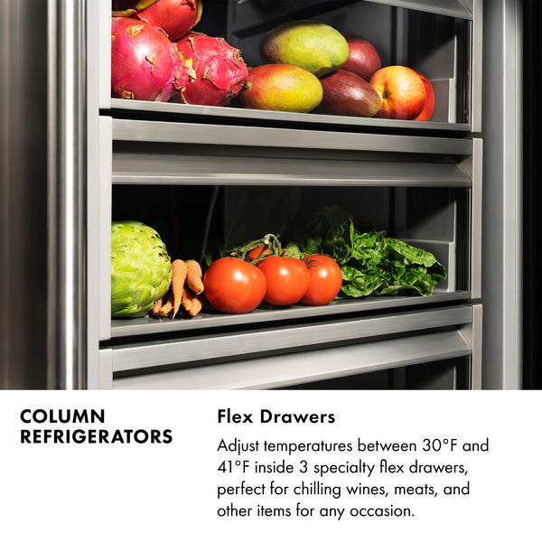 ZLINE 24 in. 12.5 cu. ft. Column Refrigerator in Satin Stainless Steel with Graphite Gray Interior (RCRV-SN-24)