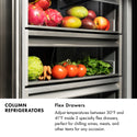 ZLINE Autograph Edition 24 in. 12.5 cu. ft. Column Refrigerator in Satin Stainless Steel with Graphite Gray Interior and Polished Gold Accents (RCRVZ-SN-24-G)
