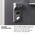 ZLINE Autograph Edition 24 in. 12.5 cu. ft. Column Refrigerator in Satin Stainless Steel with Graphite Gray Interior and Polished Gold Accents (RCRVZ-SN-24-G)
