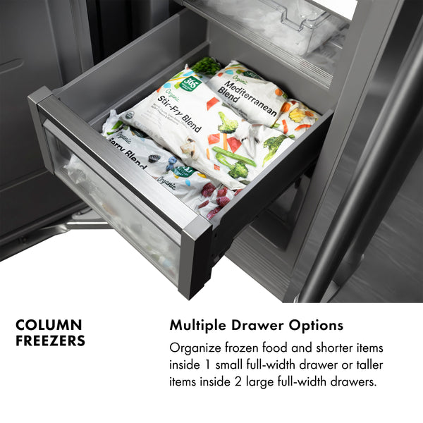 ZLINE 24 in. 12.4 cu. ft. Column Freezer in Satin Stainless Steel with Graphite Gray Interior (RCFV-SN-24)
