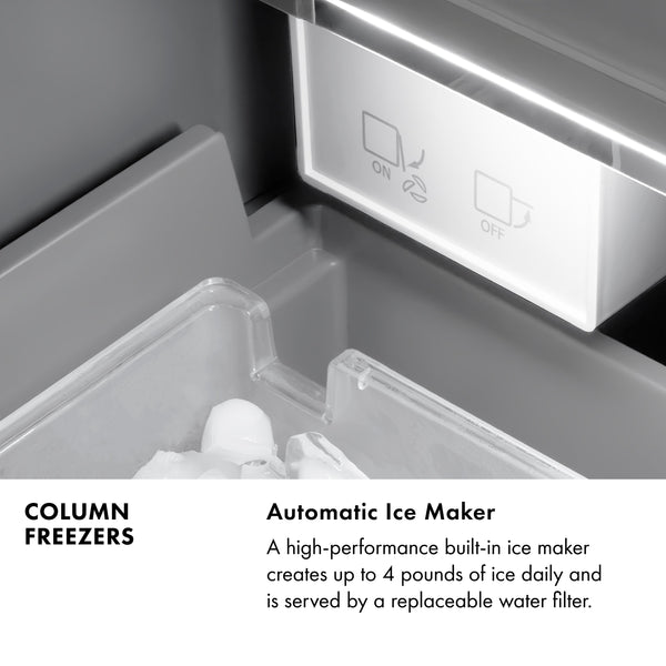 ZLINE 18 in. 8.6 cu. ft. Left Hinge Column Freezer in Satin Stainless Steel with Graphite Gray Interior (RCFVL-SN-18)