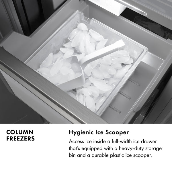 ZLINE 18 in. 8.6 cu. ft. Left Hinge Column Freezer in Satin Stainless Steel with Graphite Gray Interior (RCFVL-SN-18)