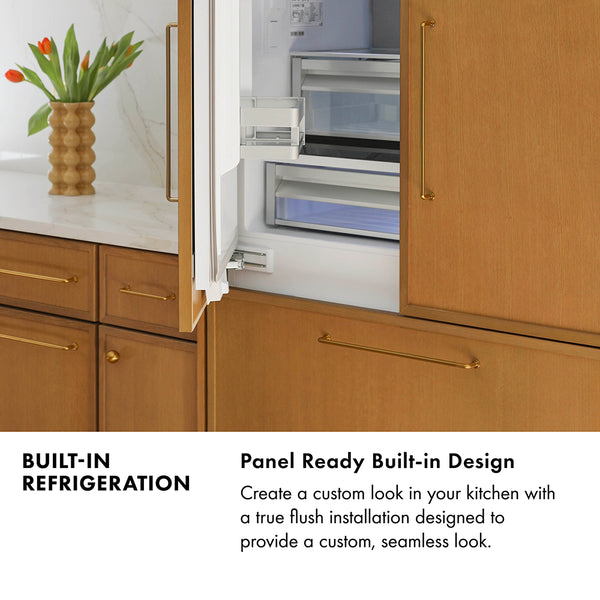 ZLINE 36 in. 19.6 cu. ft. French Door Built-In Bottom Freezer Refrigerator with Water Dispenser and Ice Maker in Stainless Steel (RBIV-304-36)