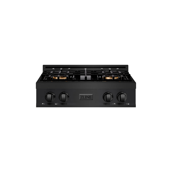 ZLINE 30 in. Classic Gas Rangetop with 4 Burner DuoPro™ Cooktop in Black Stainless Steel (PCRTB-30)