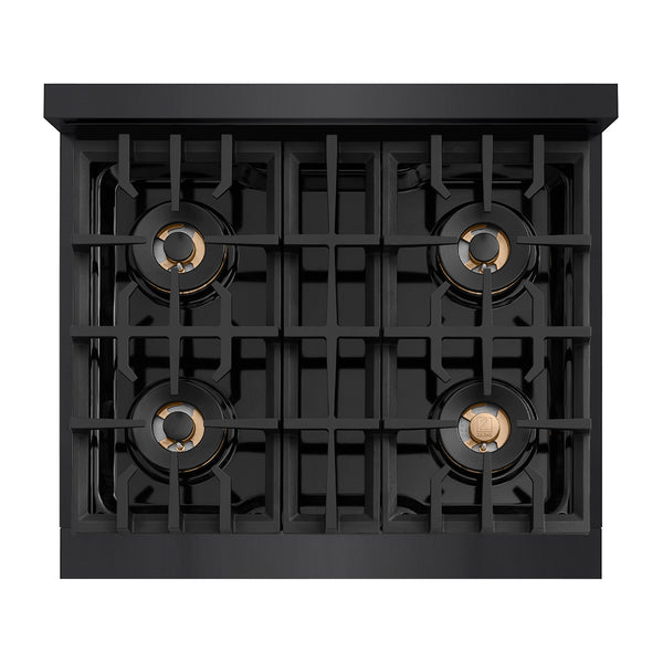 ZLINE 30 in. Classic Gas Rangetop with 4 Burner DuoPro™ Cooktop in Black Stainless Steel (PCRTB-30)