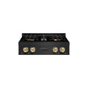 ZLINE Autograph Edition 30 in. Classic Gas Rangetop with 4 Burner DuoPro™ Cooktop in Black Stainless Steel and Champagne Bronze Accents (PCRTBZ-30-CB)