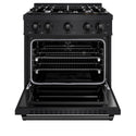 ZLINE 30 in. 4.2 cu. ft. Classic Dual Fuel Range with 4 Burner Gas Cooktop and Electric Convection Oven in Black Stainless Steel (CDRB-30)