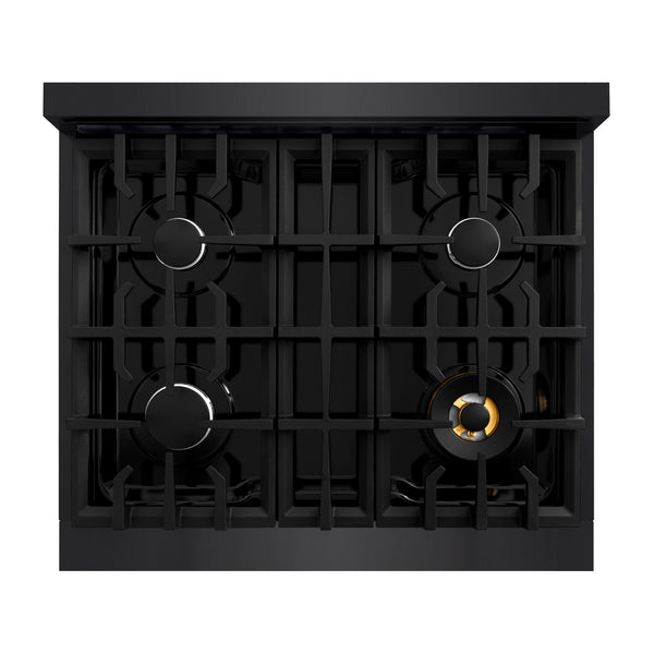 ZLINE 30 in. 4.2 cu. ft. Classic Dual Fuel Range with 4 Burner Gas Cooktop and Electric Convection Oven in Black Stainless Steel (CDRB-30)