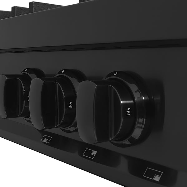 ZLINE 36 in. Classic Gas Rangetop with 6 Brass Burners and Porcelain Cooktop in Black Stainless Steel (RTB-BR-36)